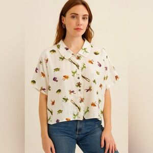 EUC! Tom Tom Linen Frog Shirt, sz M